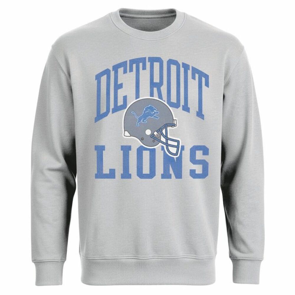 NFL Detroit Lions Men's Gray Long Sleeve Crew Fleece Sweatshirt - L